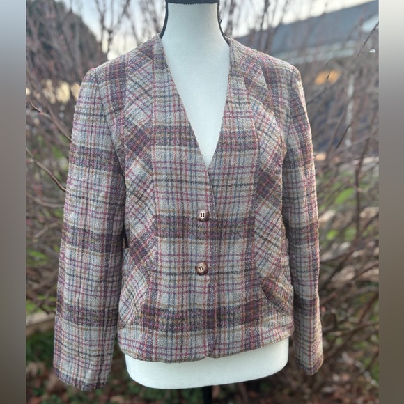 Jackets & Blazers - Vintage Roberto Plaid Wool Blend Blazer | Size 11